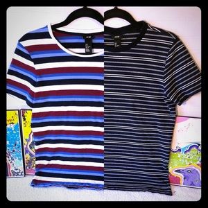 H&M Two Short Sleeve Striped Shirts Bundle.